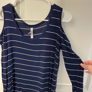 Love Charm long sleeve striped should cutout top